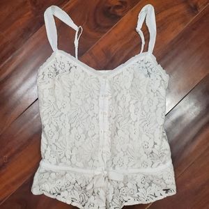 Hollister Floral Lace white tank top